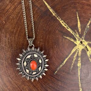 Vintage Carnelian Necklace Gothic Style 935 Sterling Silver whimsygoth